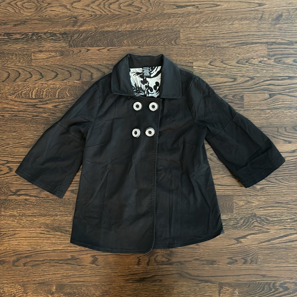 Babystyle Maternity Black Double-Breasted Mid-Length Jacket with Collar, size XS